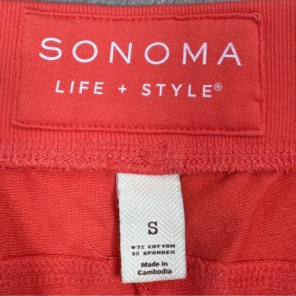 Sonoma Cotton Knit Drawstring Sweat Shorts Coral Orange Small - Picture 7 of 10